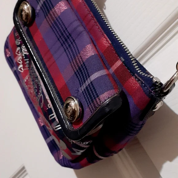 Coach Purple and Red Plaid Crossbody Bag - Picture 13 of 14